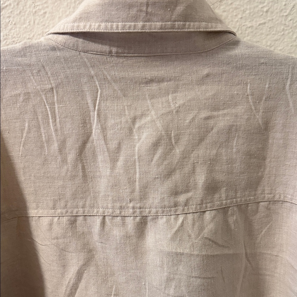 Women's Cream Blouse 1X 100 linen - Picture 7 of 7